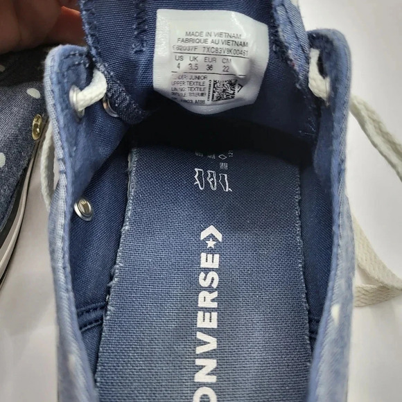 Converse Chuck Taylor Navy/Gold/White Polka Dot Shoes - Size 4 Junior - Picture 3 of 4